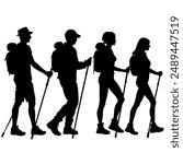 Mountain Hiking or Hiker Silhouettes Vector illustration