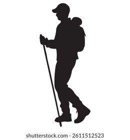 Mountain Hiking or Hiker Silhouettes Vector illustration