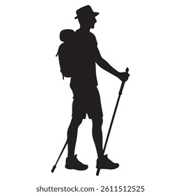 Mountain Hiking or Hiker Silhouettes Vector illustration