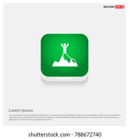 Mountain Hiking Icon Green Web Button