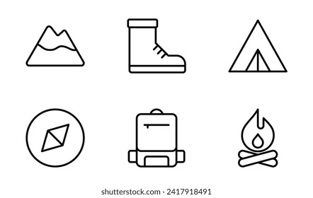 Mountain Hiking icon symbol vector template collection