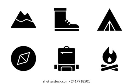 Mountain Hiking icon symbol vector template collection