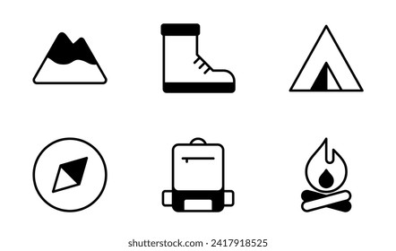 Mountain Hiking icon symbol vector template collection