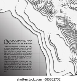 Senderismo por la montaña.Línea de mapas de topografía. Concepto de mapa topográfico abstracto vectorial con espacio para su copia. Cartografía en 3D Fondo de diseño. Mapa de infografías de burla. Plantilla de mapa mundial. Fondo ondulado