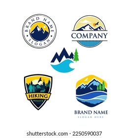 Mountain Hiking Outdoor Logo Vector set