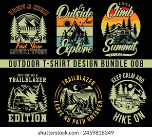 Mountain Hiking outdoor T-Shirt Design Bundles vector Design
