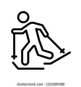 mountain hiking stick player  winter filled outline icon editable stroke.