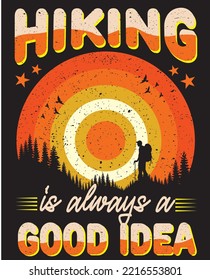 Mountain Hiking T Shirt Design Vector Template, 