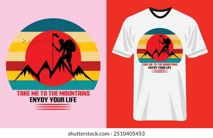 Projeto de camiseta para caminhadas de montanha.