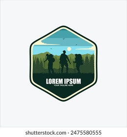  Mountain Hiking Trail Outdoor Activity Logo Icon Design Illustration