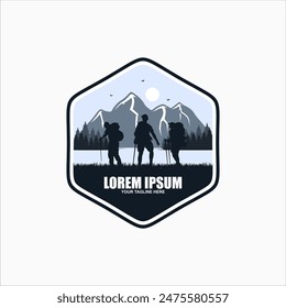  Mountain Hiking Trail Outdoor Activity Logo Icon Design Illustration