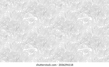 Mountain Hiking Trail Over Terrain. Contour Background Geographic Grid. Seamless Vector Topographic Map Background. Line Topography Map Seamless Pattern.