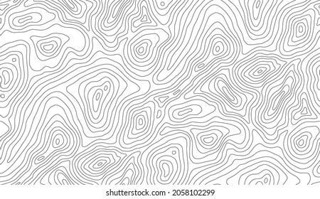 Mountain Hiking Trail Over Terrain. Contour Background Geographic Grid. Seamless Vector Topographic Map Background. Line Topography Map Seamless Pattern.