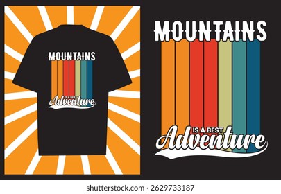 Mountain hiking t-shirt design template Vector illustration with the hill hiking man Explore the Mountains Hiking Shirt