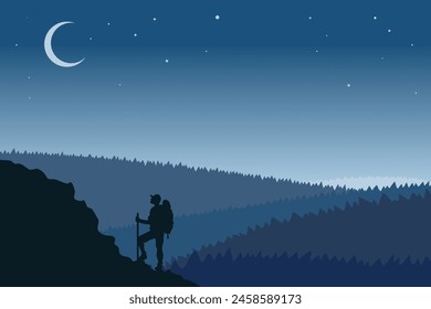Mountain hiking vector, landscape vector background