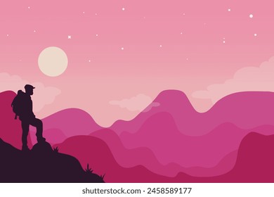 Mountain hiking vector, landscape vector background