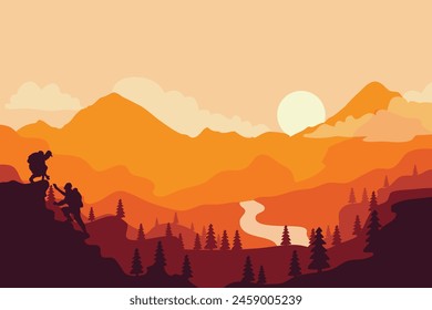 Mountain hiking vector landscape vector background