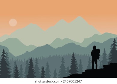 Mountain hiking vector landscape vector background