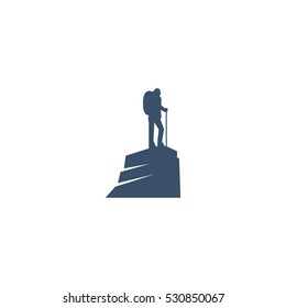 Mountain Hiking Vector Logo Design Element