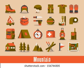 mountain & hiking vector set