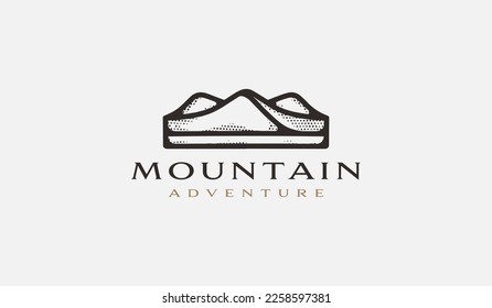 Mountain hill adventure explore monoline. Universal creative premium symbol. Vector sign icon logo template. Vector illustration