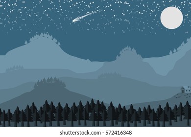 mountain hill with buidling landscape.vector and illustration