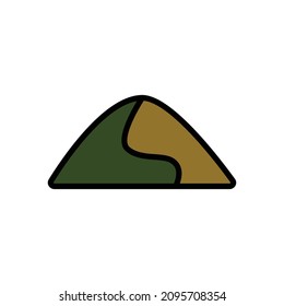 Mountain hill filled line icon vector image outdoor activity.
