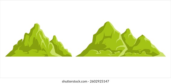 mountain and hill, Flat rock mountains relief,Snowy cliff Isolated rocky peak, cartoon canyon silhouette. 