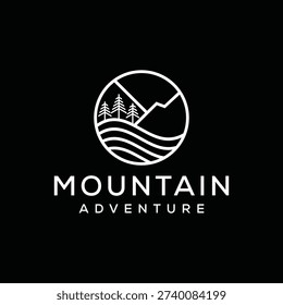 Mountain hill forest nature pine evergreen tree logo design