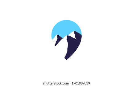 hielo de montaña o colina con símbolo de ubicación de mapa de pin icono de diseño gráfico vectorial 