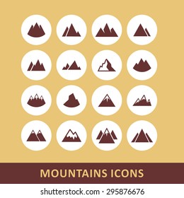 Mountain hill icon set