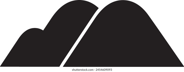 Mountain Hill Icon vector black and white.