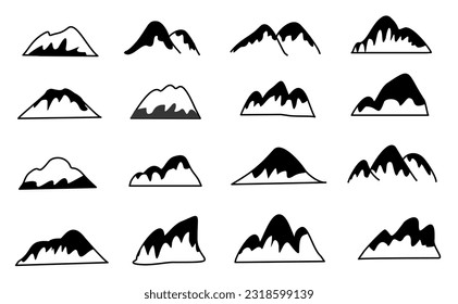 Iconos de Mountain Hill conjunto de ilustración vectorial 