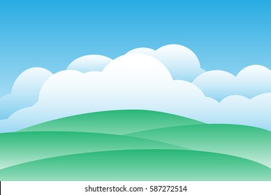mountain hill landscape with blue sky and white cloud.vector and illustration