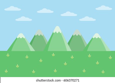mountain hill landscape with grass on sky.vector and illustration