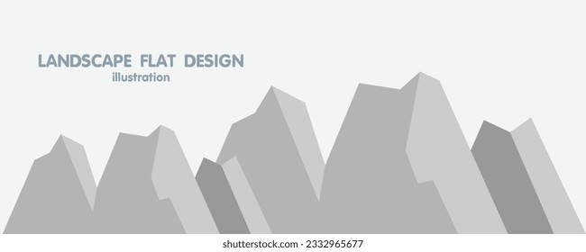 Mountain hill landscape illustration in flat and minimal design