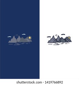 Mountain, hill, landscape, nature, cliff Flat Color Icon Vector