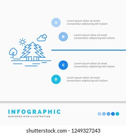 Mountain, hill, landscape, nature, clouds Infographics Template for Website and Presentation. Line Blue icon infographic style vector illustration