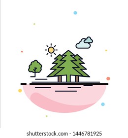 , Mountain, hill, landscape, nature, clouds Flat Color Icon Vector