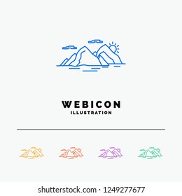 Mountain, hill, landscape, nature, evening 5 Color Line Web Icon Template isolated on white. Vector illustration