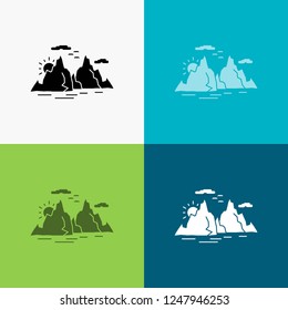 Mountain, hill, landscape, nature, sun Icon Over Various Background. glyph style design, designed for web and app. Eps 10 vector illustration