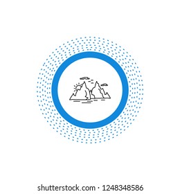 Mountain, hill, landscape, nature, sun Line Icon. Vector isolated illustration