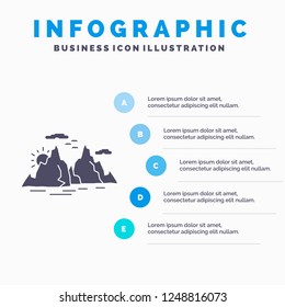 Mountain, hill, landscape, nature, sun Infographics Template for Website and Presentation. GLyph Gray icon with Blue infographic style vector illustration.