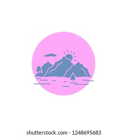 Mountain, hill, landscape, nature, tree Glyph Icon.