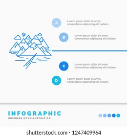 Mountain, hill, landscape, rocks, crack Infographics Template for Website and Presentation. Line Blue icon infographic style vector illustration