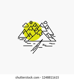 Mountain, hill, landscape, rocks, crack Line Icon