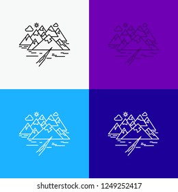 Mountain, hill, landscape, rocks, crack Icon Over Various Background. Line style design, designed for web and app. Eps 10 vector illustration