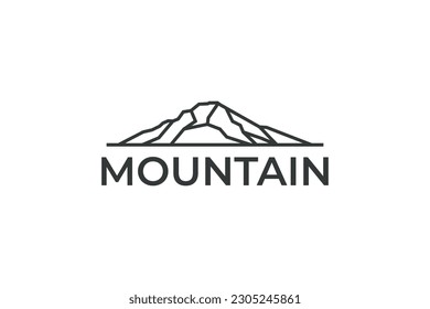 Mountain and hill line art logo design adventure Vector