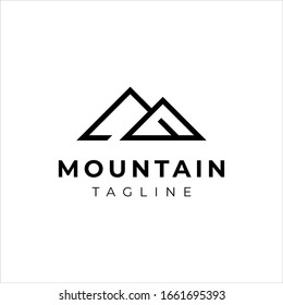 mountain hill logo design, ADVENTURE LOGO WITH SIMPLE AND GEOMETRIC STYLE