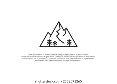 mountain hill logo design line art outline tree
